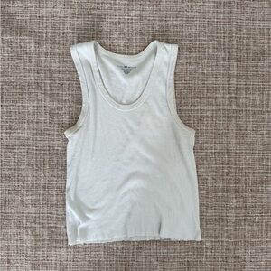 Brandy Melville Grey/White Ribbed Tank Top